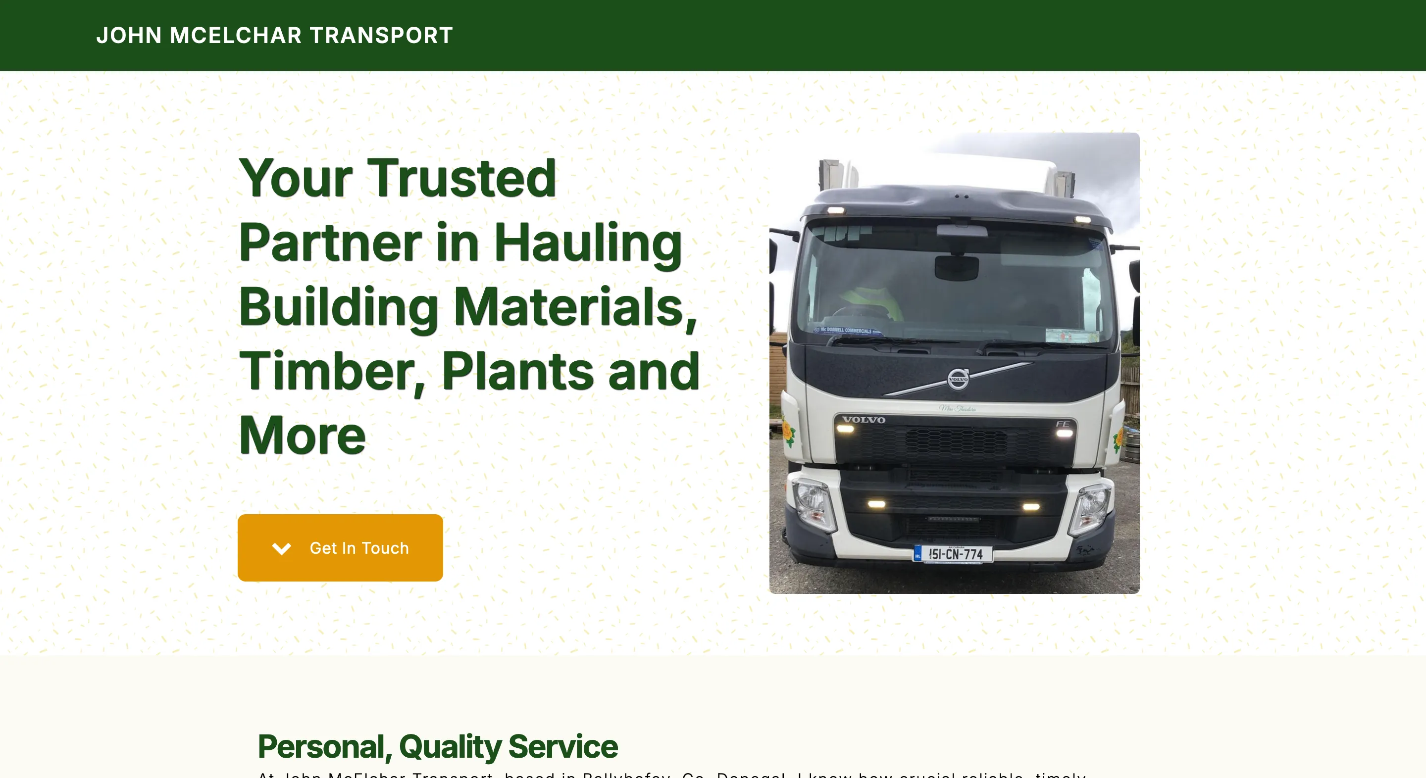 A screenshot of https://johnmcelchartransport.com/